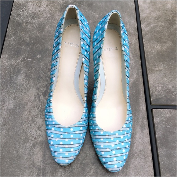 VTG V.O.Z Polka Dot Mesh & Leather High Heel Pumps - Picture 3 of 8